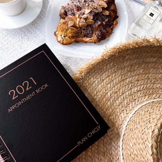 appointment book used to schedule clients for appointments and keep track of annual expenses, budgets, organizing, planning, and shopping lists