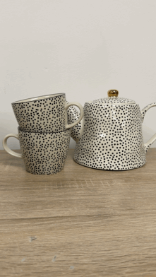 POLKA DOT TEAPOT + 2 MATCHING CUPS