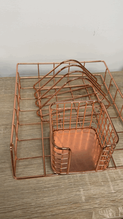 Rose Gold Desk Accessories- Letter Holder, Pen Holder, Envelope Holder